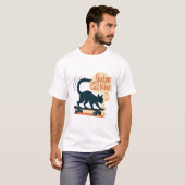 T-shirt Skater Cat Vibes Funny Feline on Skateboard (Devant entier)