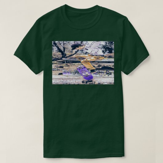 T-shirt skater extrême cascade utilisation skateboard dans (Design devant)