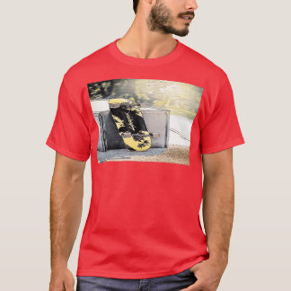 T-shirt skater extreme stunt using skateboard in extreme o