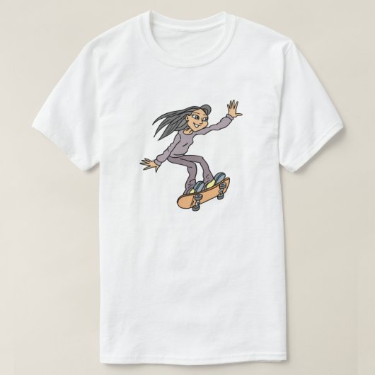 T-shirt Skater Girl Skateboard Fun Skateboard (Design devant)