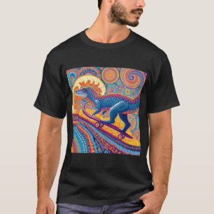 T-shirt Skateur Dino Psychedelique Orné