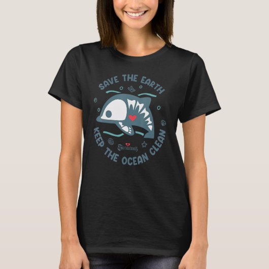 T-shirt Skelanimals Dolphie Keep The Ocean Clean Girls (Devant)
