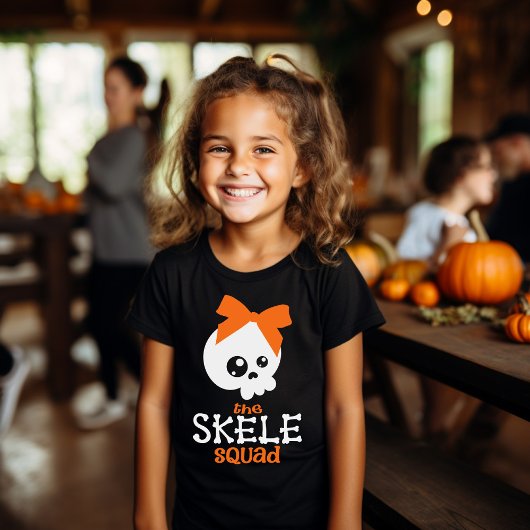T-shirt Skele Squad Bow Halloween Matching Family Group