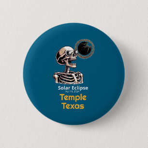 T-shirt Skelet Zonsverduistering Tempel Texas Ronde Button 5,7 Cm