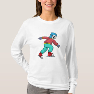 T-shirt Skeleton au patinage sur glace avec patins sur gla