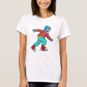 T-shirt Skeleton au patinage sur glace avec patins sur gla (Devant)