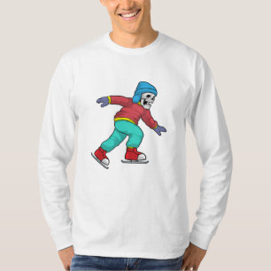 T-shirt Skeleton au patinage sur glace avec patins sur gla