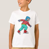 T-shirt Skeleton au patinage sur glace avec patins sur gla (Devant)