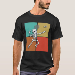 T-shirt Skeleton Badminton Halloween Smash Shuttlecock