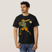 T-shirt Skeleton Batting Baseball Halloween Mens Womens Ki (Devant entier)