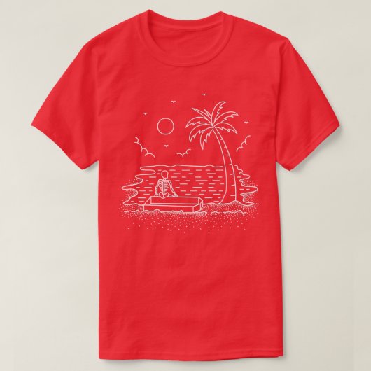 T-shirt Skeleton Beach Chaud Summer Nature Line Art (Design devant)