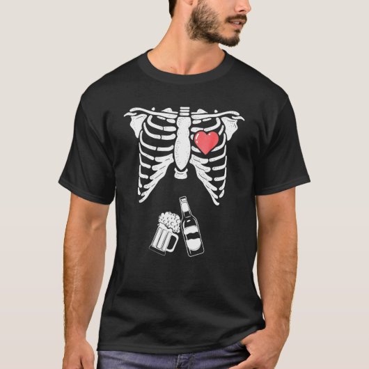 T-shirt Skeleton Beer Xray Grossesse Faire-part Papa (Devant)