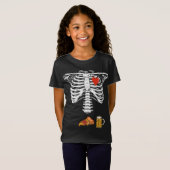 T-Shirt Skeleton bière et pizza Halloween (Devant entier)