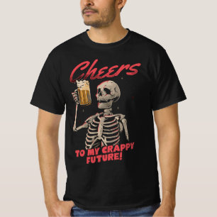 T-shirt Skeleton Boire Bière, Crâne, Nouveau Halloween 202