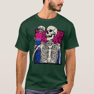 T-shirt Skeleton Boire Café LGBTQ Biseual Leopard Pri