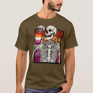 T-shirt Skeleton Boire Café LGBTQ Lesbian Leopard Pri