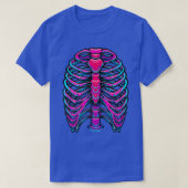 T-shirt Skeleton Bright Pink Blue Cyber Design (Design devant)