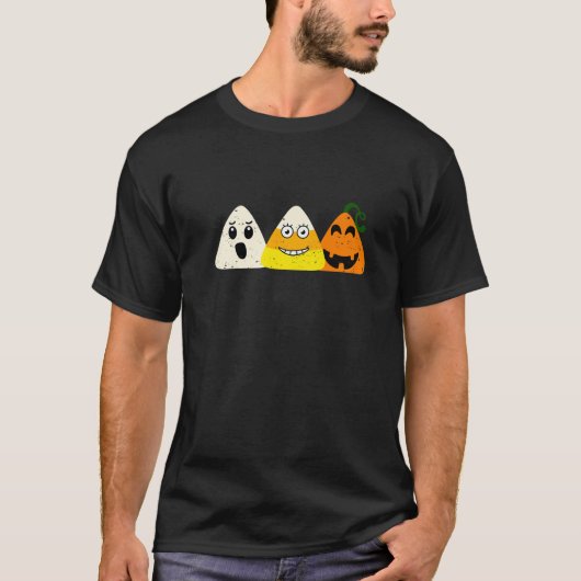 T-shirt Skeleton Candy Corn Crâne Citrouille Fun Halloween (Devant)
