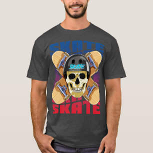T-shirt Skeleton Casque Skateboard Skateboard Decks Skate