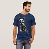 T-shirt Skeleton Chat Halloween vintage (Devant entier)