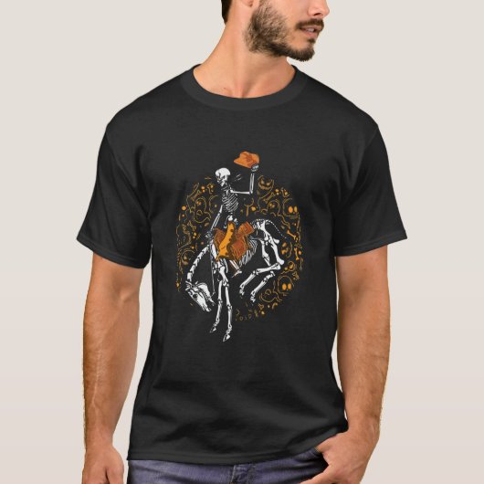 T-shirt Skeleton Cheval Et Bronc Rider Costume Halloween (Devant)