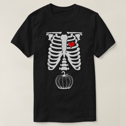 T-shirt Skeleton Citrouille de grossesse XRay Halloween (Design devant)
