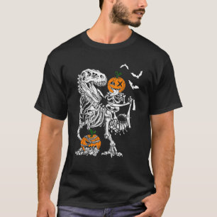 T-shirt Skeleton Citrouille Riding Art Dinosaur T Rex Hall