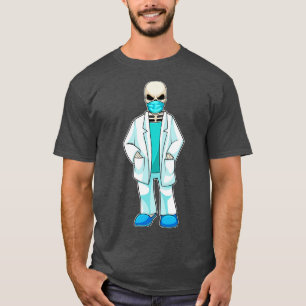 T-shirt Skeleton comme docteur avec masque visage