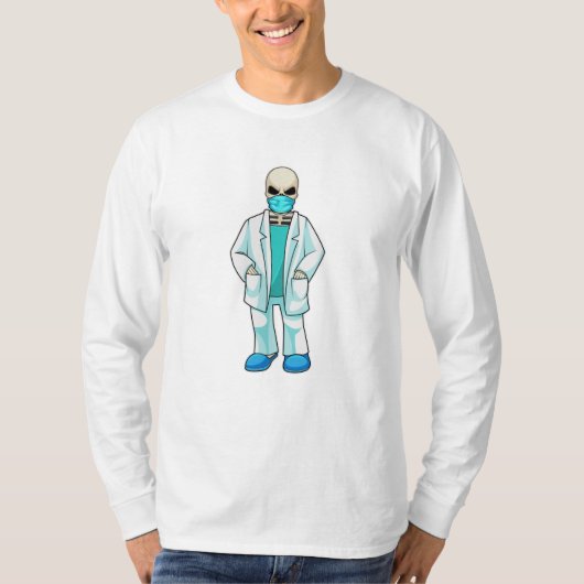 T-shirt Skeleton comme docteur avec masque visage (Devant)