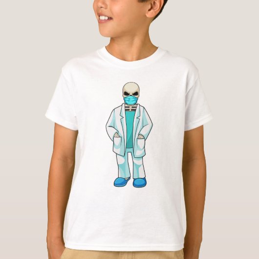 T-shirt Skeleton comme docteur avec masque visage (Devant)