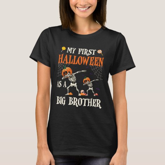 T-shirt Skeleton Dabbin Ensemble Mon Premier Halloween Com (Devant)