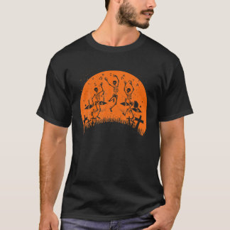 T-shirt Skeleton Dance Macabre Vintage Retro Sunset Hallow