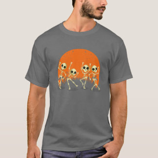 T-shirt Skeleton Dance Macabre Vintage Retro Sunset Hallow
