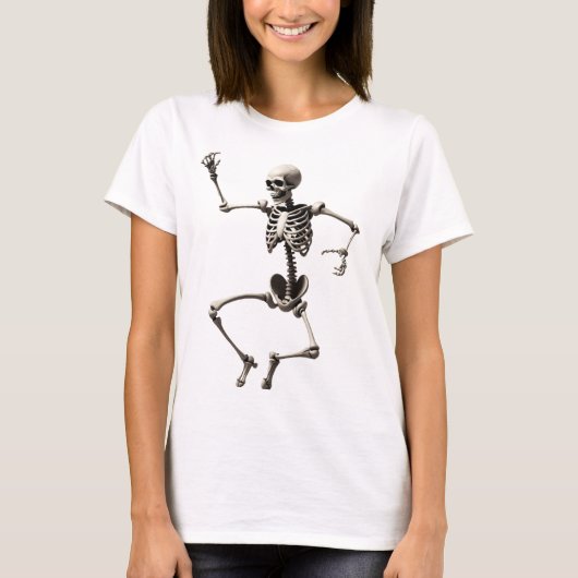 T-shirt Skeleton dansant dans une pose dynamique (Devant)