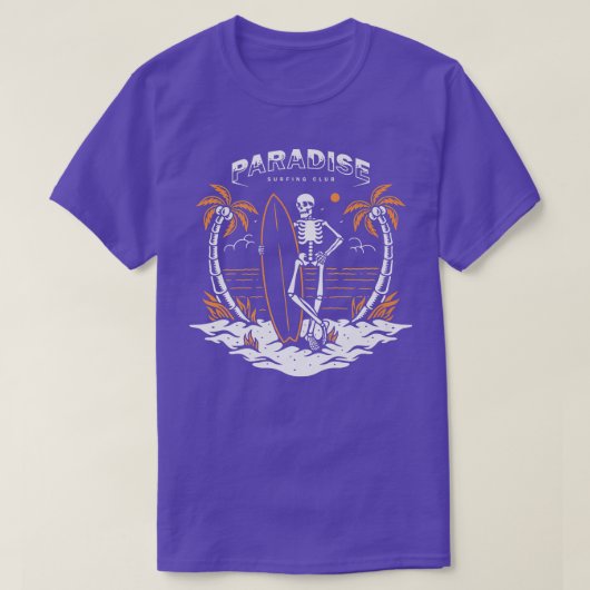 T-shirt Skeleton de surf paradis  (Design devant)