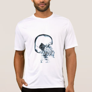 T-SHIRT SKELETON DE VISION X-RAY SKULL AU TÉLÉPHONE - BLEU