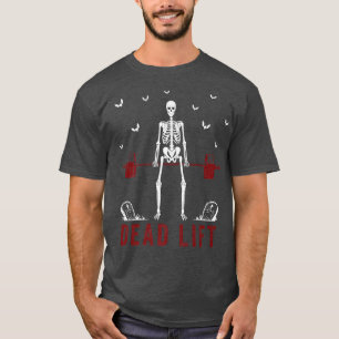 T-shirt Skeleton Deadlift Exercice Drôle Halloween Gym Wei