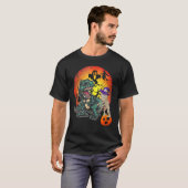 T-shirt Skeleton Dinosaur rex Boys Halloween Mummy  Pumpki (Devant entier)