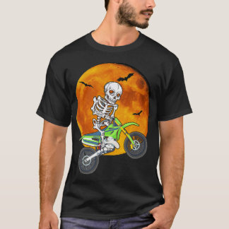 T-shirt Skeleton Dirt Bike Halloween Motocross Bike