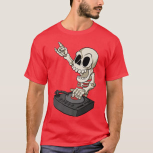 T-shirt Skeleton DJ Mik Desk Synthesizer Techno Raver Fe