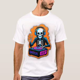 T-shirt Skeleton DJ Party - Neon Éffrayant Beats Halloween