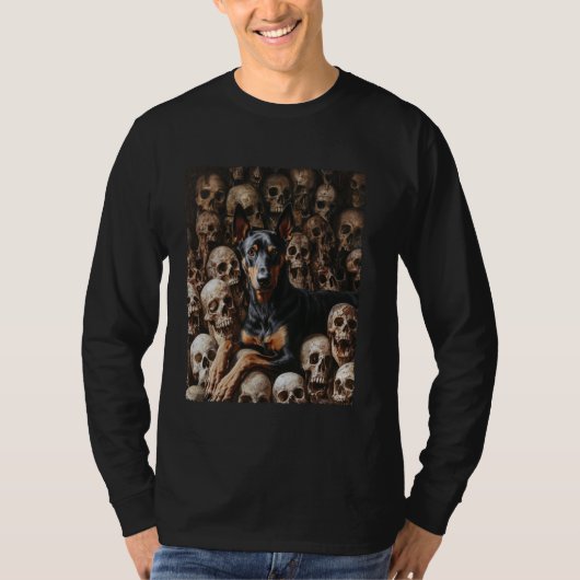 T-shirt Skeleton Doberman Pinscher noir (Devant)