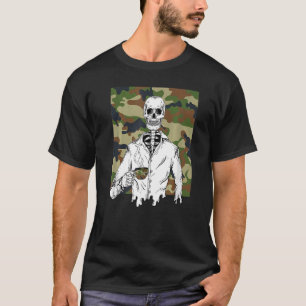 T-shirt Skeleton Driving Café Vétérans Jour Cool Camo