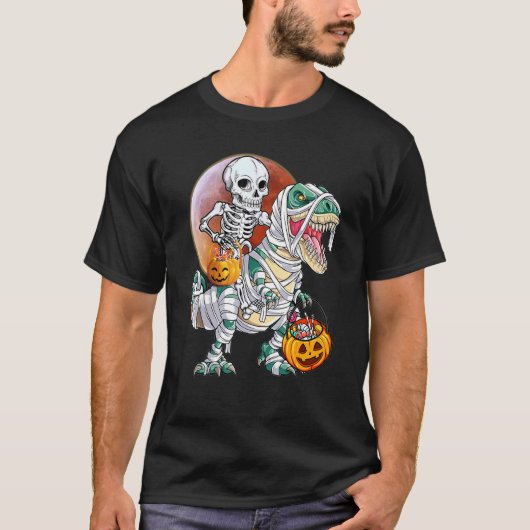 T-shirt Skeleton éffrayant T Rex Dinosaur Halloween Ni (Devant)