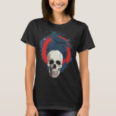 T-shirt Skeleton éffrayant Tête Corbeau Déplaisant Gothiqu (Devant)
