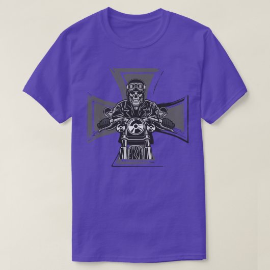 T-shirt Skeleton Emblem Cross Motorcycle Biker (Design devant)