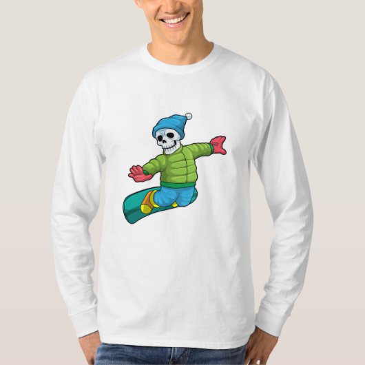 T-shirt Skeleton en Snowboard avec Snowboard (Devant)
