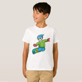 T-shirt Skeleton en Snowboard avec Snowboard (Devant entier)