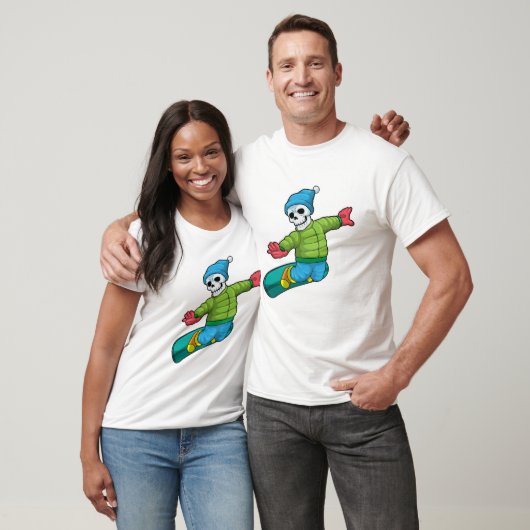 T-shirt Skeleton en Snowboard avec Snowboard (Unisexe)
