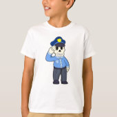 T-shirt Skeleton en tant que policier avec casquette de po (Devant)